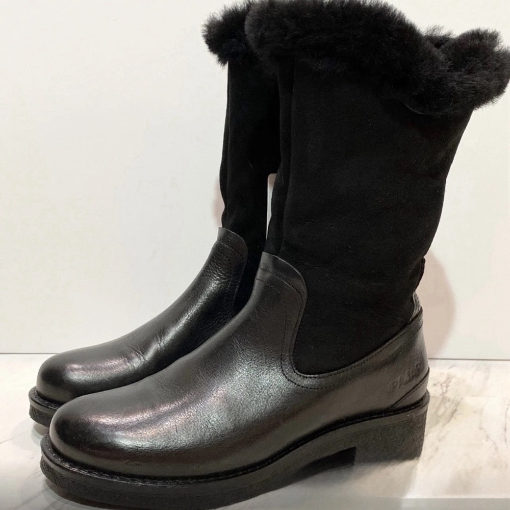 Women’s PAJAR Black Leather Shearling Lined Boots Size 8 USA/ 39 EU